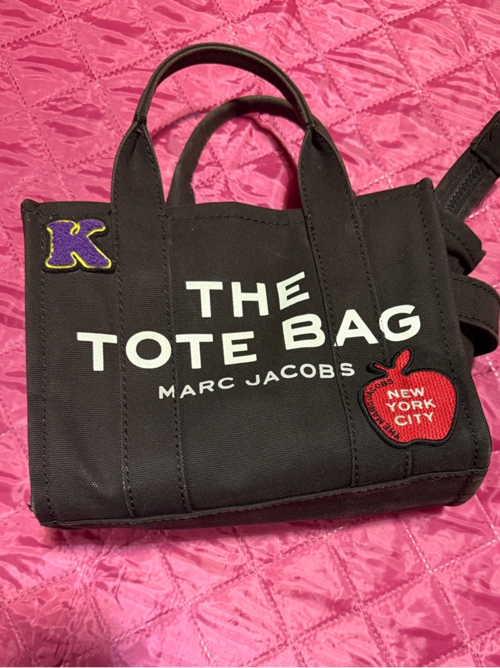 Marc Jacobs Black Canvas 'The Tote Bag' with Patches